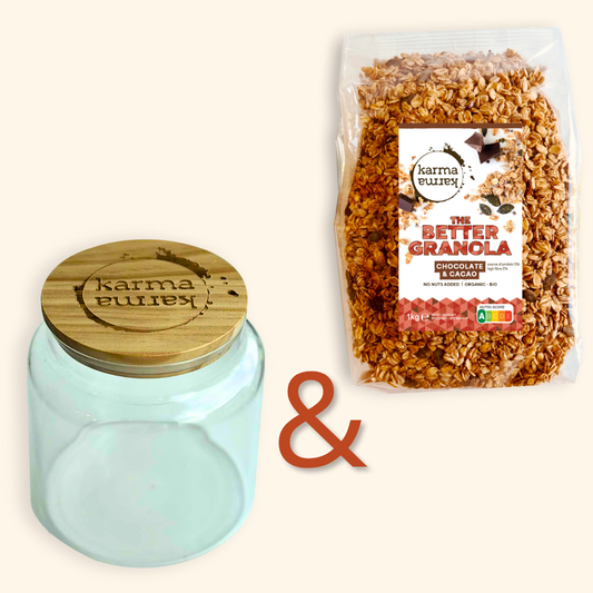Bundel | The BETTER Granola & Jar | Chocolade & Cacao Bio Granola | 1x 1kg