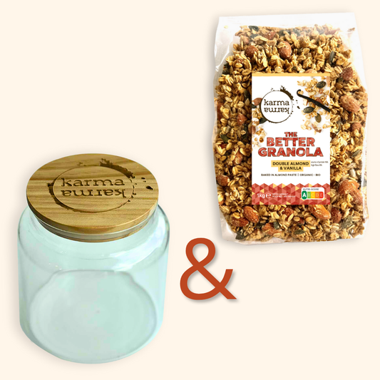 Bundel | The BETTER Granola & Jar | Amandel & Vanille Bio Granola | 1x 1kg