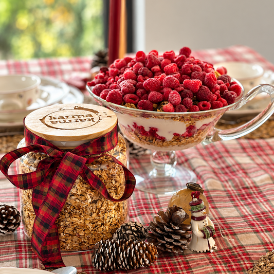 Kerstcadeau | The Better Granola in glazen bokaal met geschenkdoos