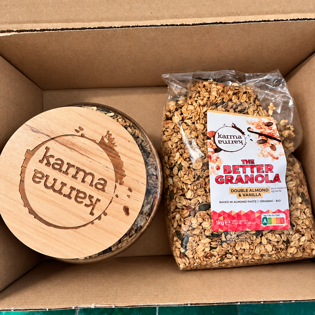Kerstcadeau | The Better Granola in glazen bokaal met geschenkdoos