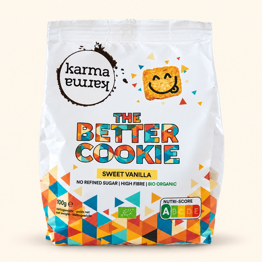 Zak The Better Cookie Sweet Vanilla, biologische vanillekoekjes van KarmaKarma