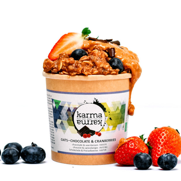 chocolate & cranberries organic porridge pots | 12x 85g