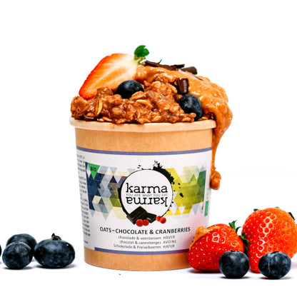 chocolate & cranberries organic porridge pots | 12x 85g